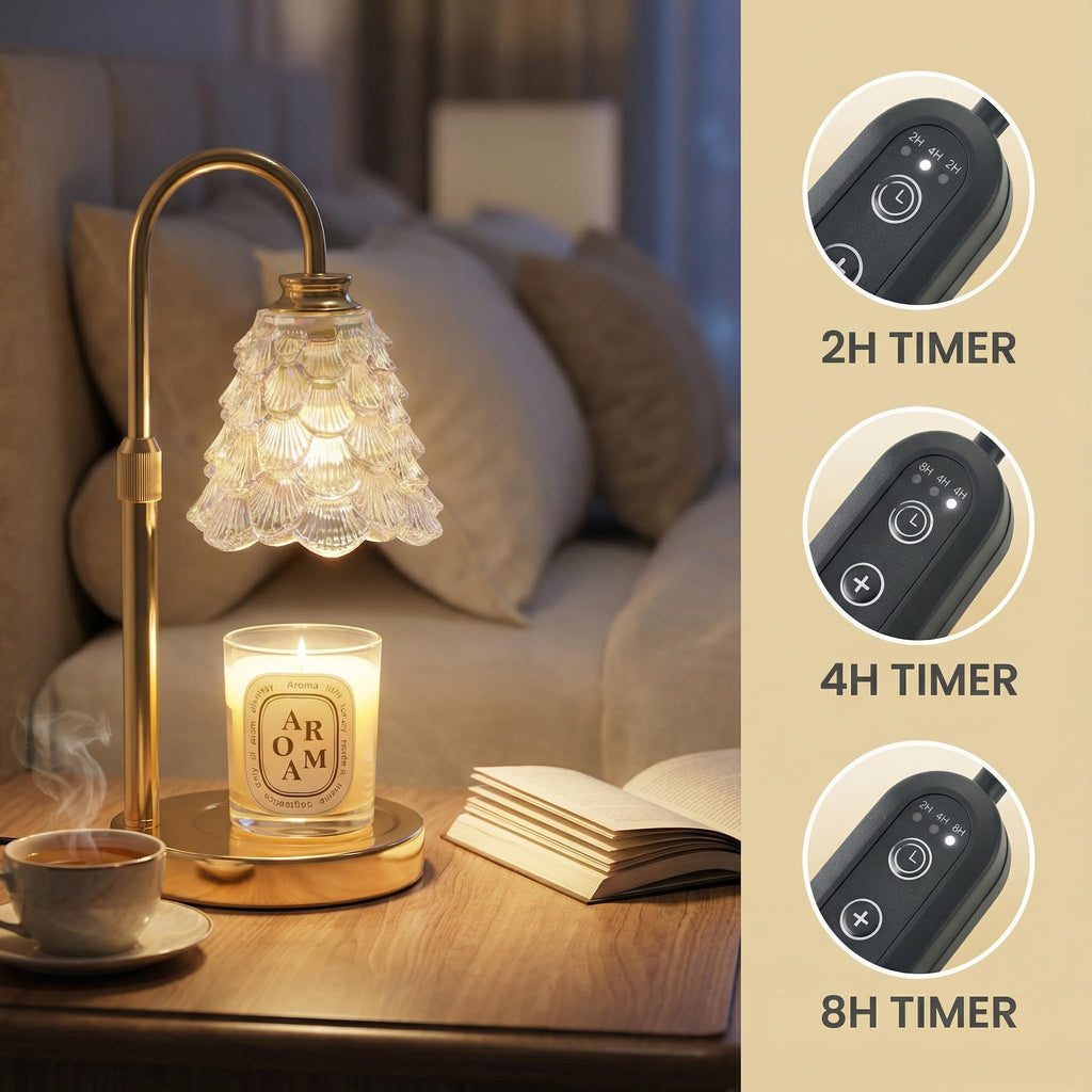 Candle Warmer Lamp with Timer & Dimmer, Adjustable Height, Gold K986007