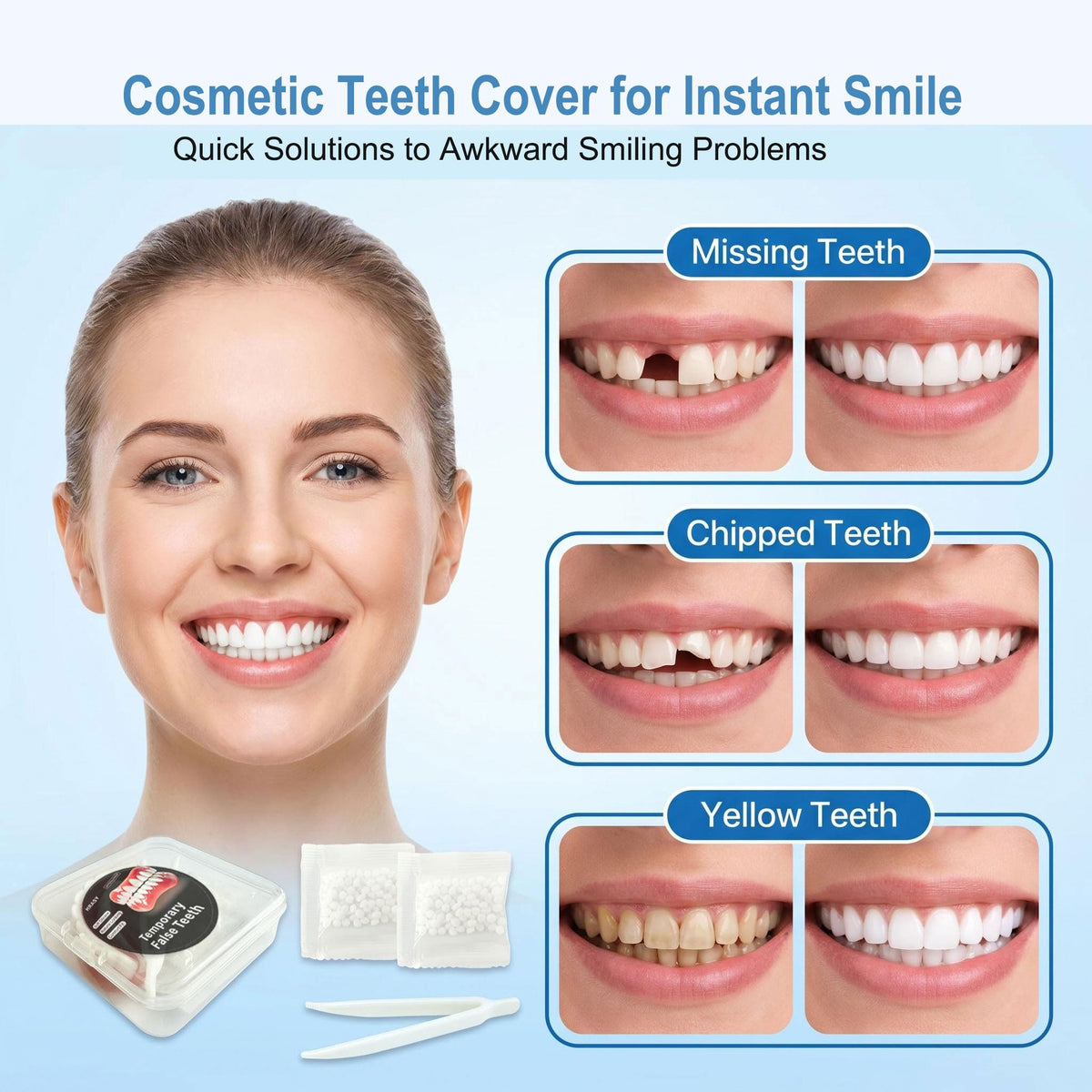 Moldable False Teeth Temporary Denture Set Q4610