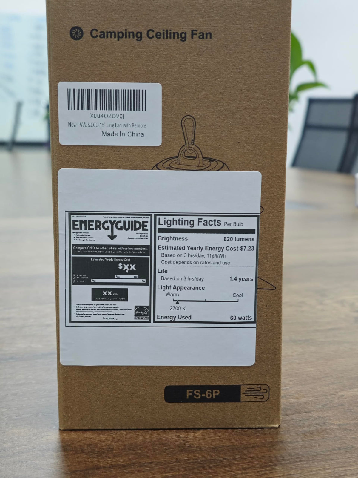 Portable Ceiling Fan with Light W67615