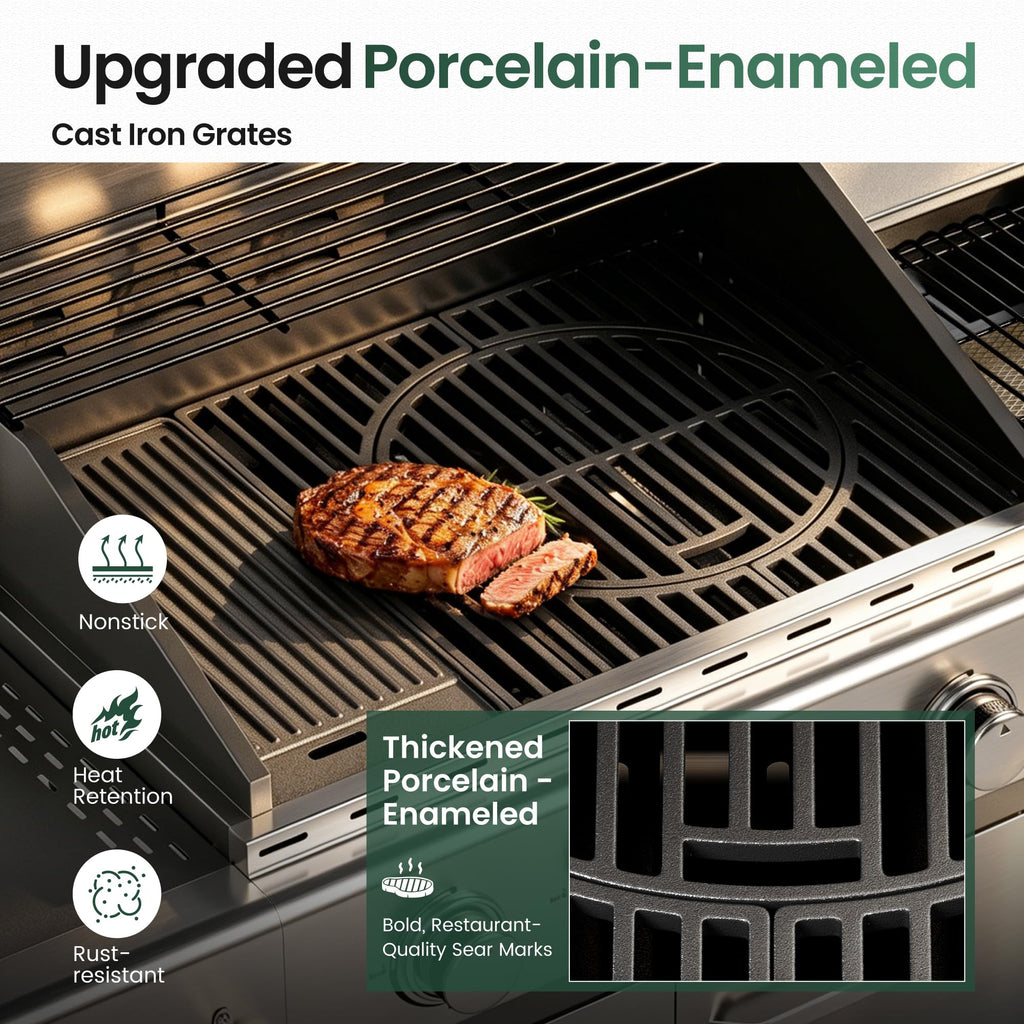 4 Burner Propane Gas Grill with Infrared Side Burner N8031