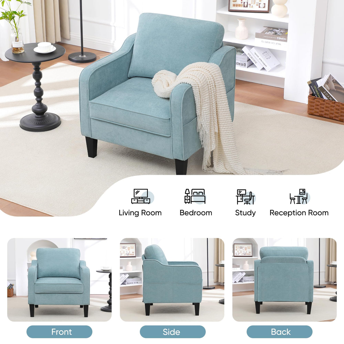 Teal Green Upholstered Accent Chairs Set of 2 S251