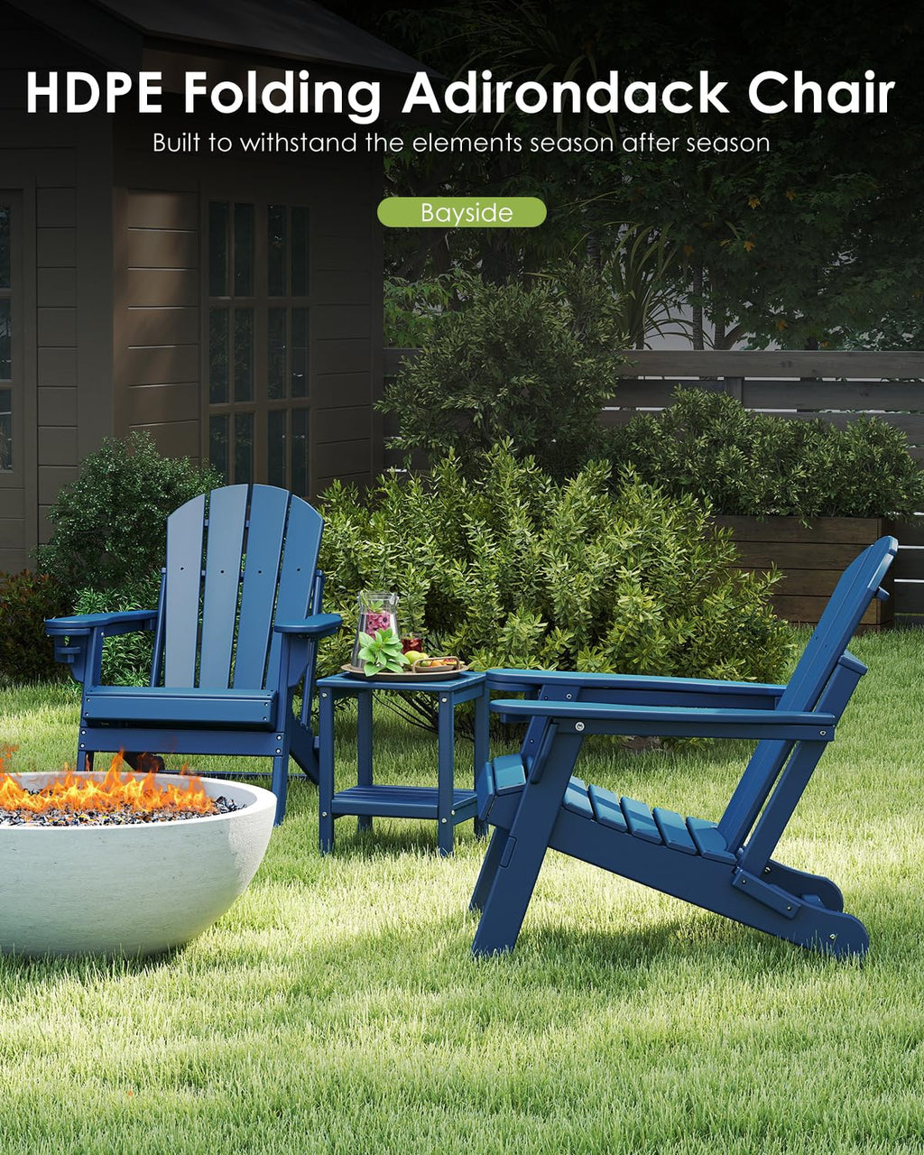 Folding Adirondack Chairs Set of 2 Blue J160492