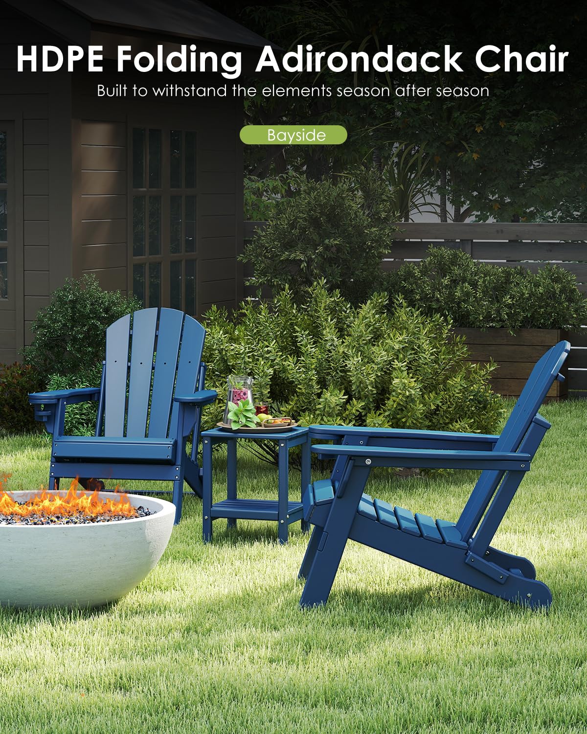 Folding Adirondack Chairs Set of 2 Blue J160492