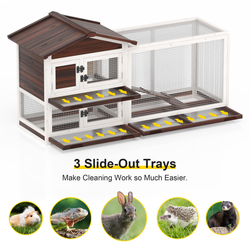 60" Wooden Rabbit Hutch L1729