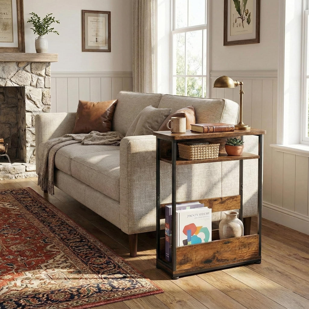 3-Tier Narrow Side Table with Storage Shelf J344687