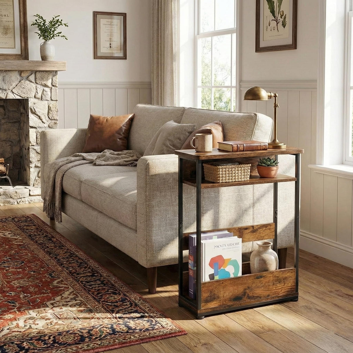 3-Tier Narrow Side Table with Storage Shelf J344687