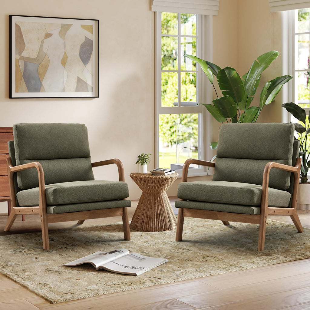 Mid Century Accent Chair Set of 2 Green C35143