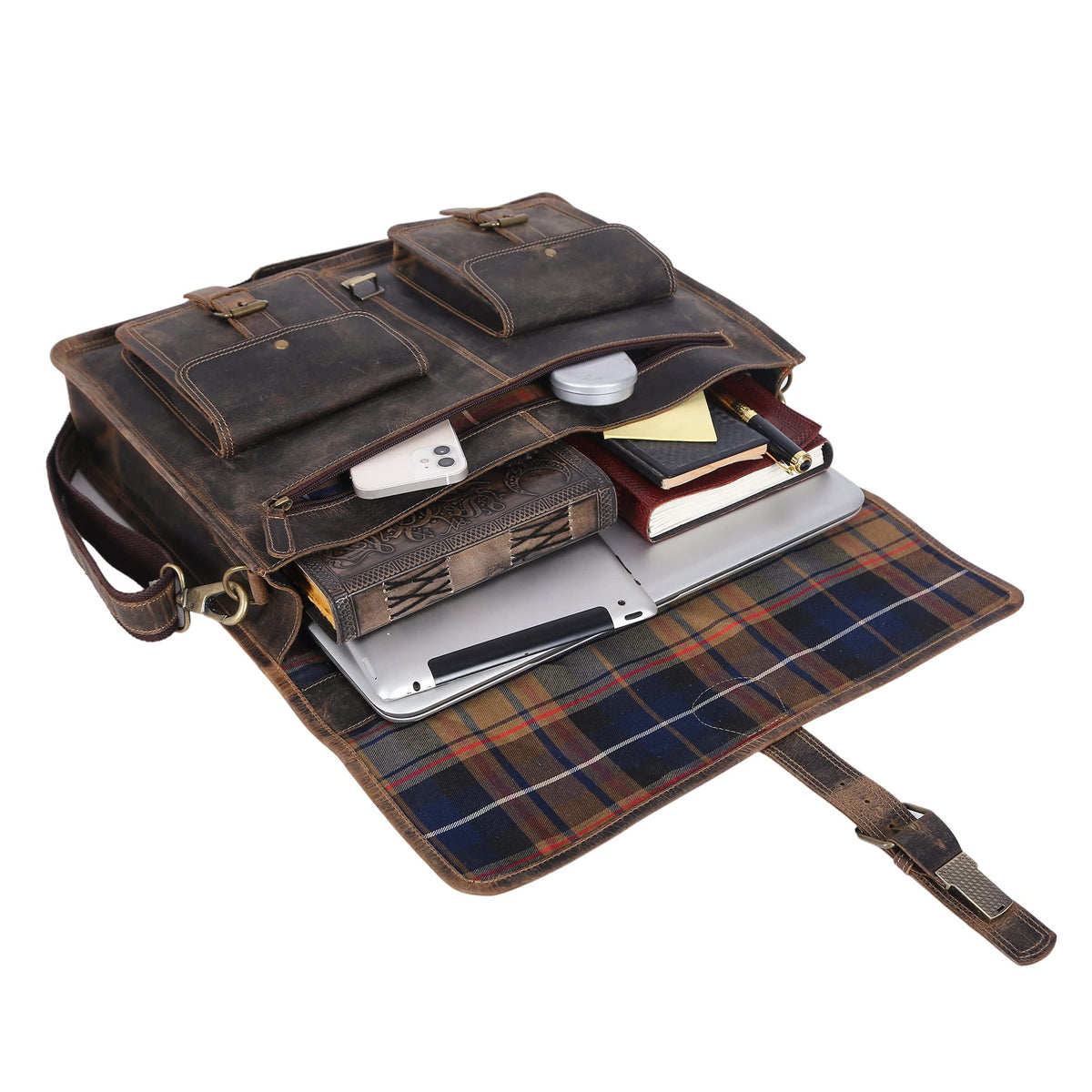 18 Inch Leather Laptop Messenger Bag Q880194