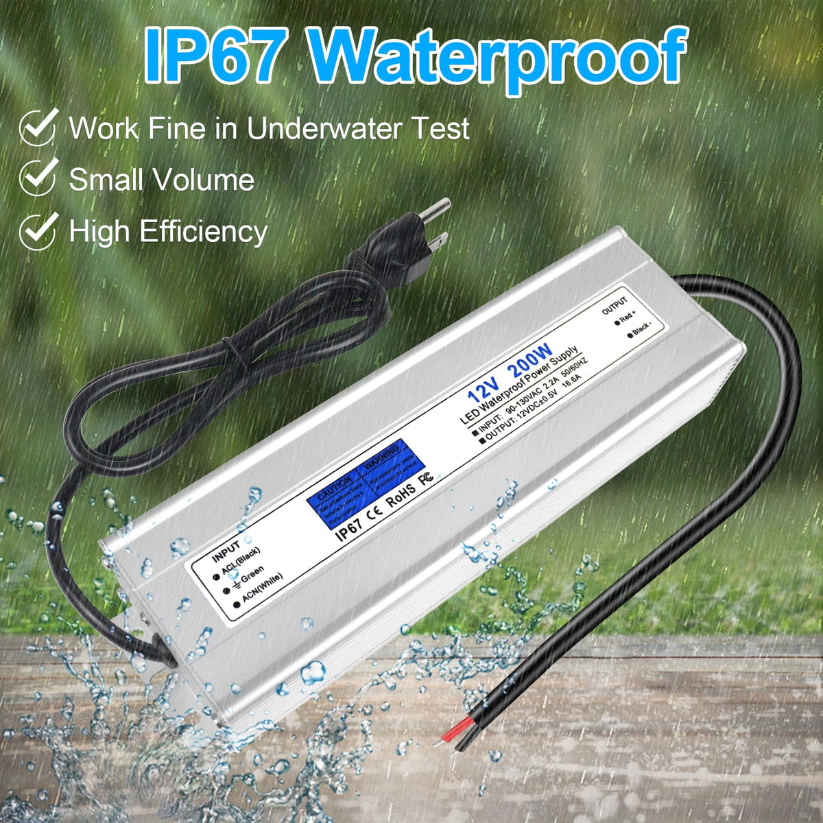 200W IP67 Waterproof 12V LED Driver U11167
