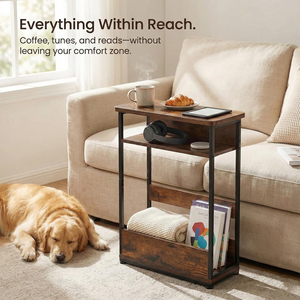 3-Tier Narrow Side Table with Storage Shelf J344687