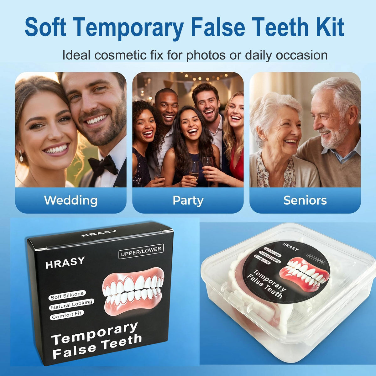 Moldable False Teeth Temporary Denture Set Q4610