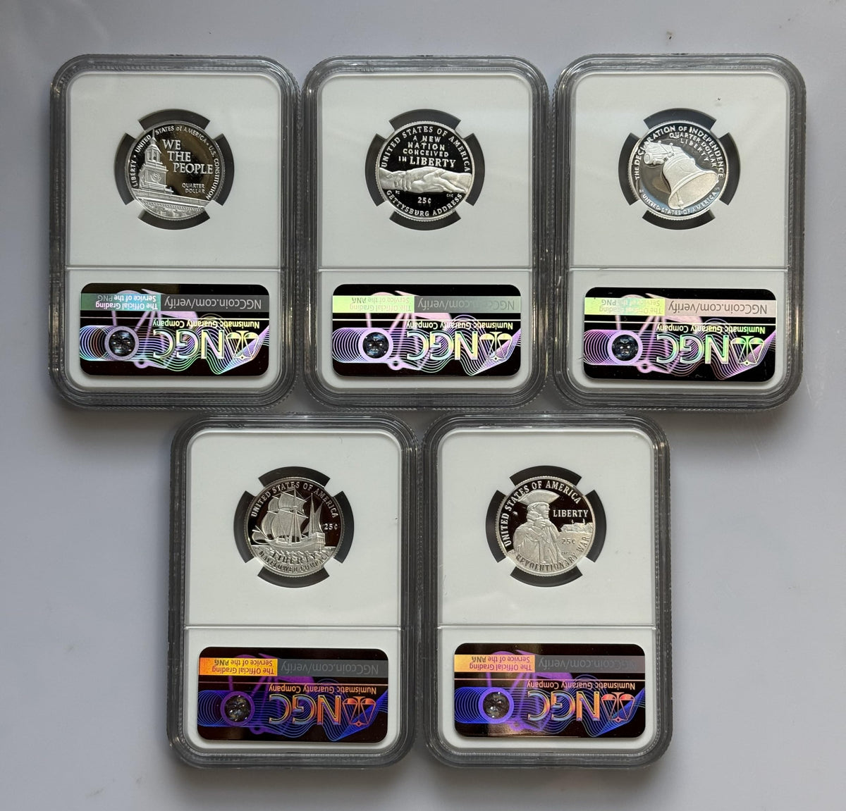 Silver Quarters 25C 5 Coin Set Y584