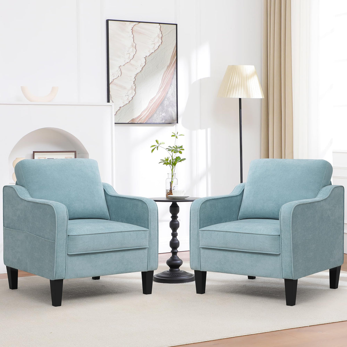 Teal Green Upholstered Accent Chairs Set of 2 S251