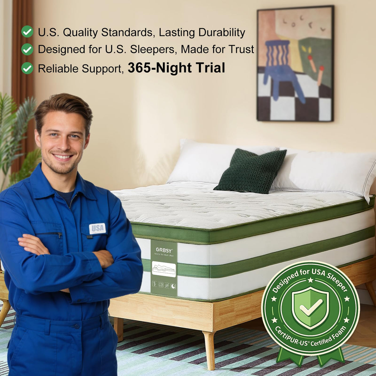 14 Inch Hybrid Memory Foam Full Size Mattress I980