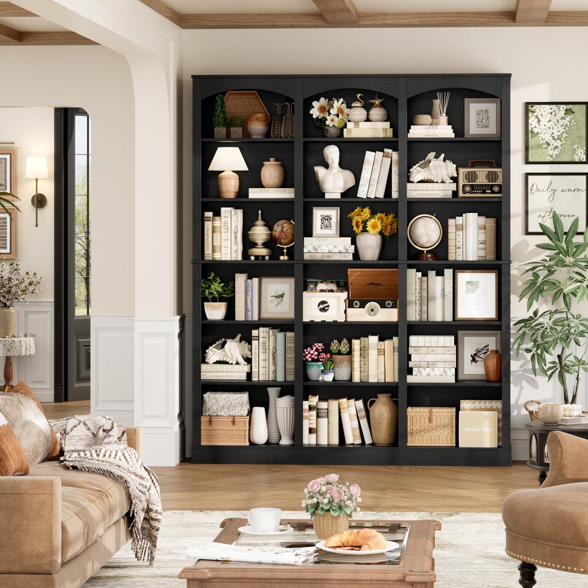 71" 6 Tier Black Bookshelf N774393