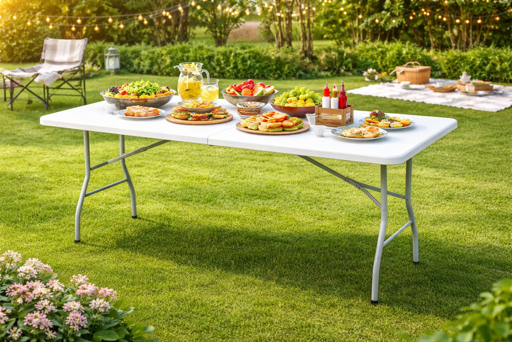 6FT Plastic Folding Table with Lock and Handle V680