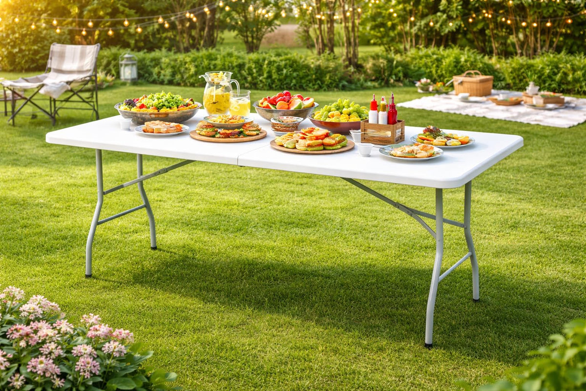 6FT Plastic Folding Table with Lock and Handle V680