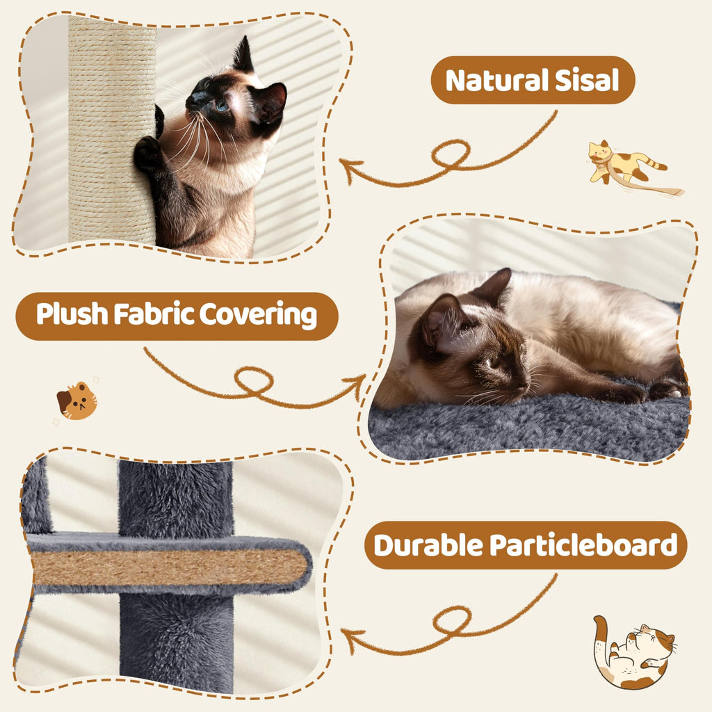 70in Multi-Level Cat Tree with Sisal Scratching Posts V6183