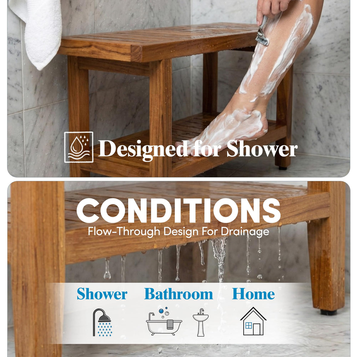Teak Shower Bench O3048