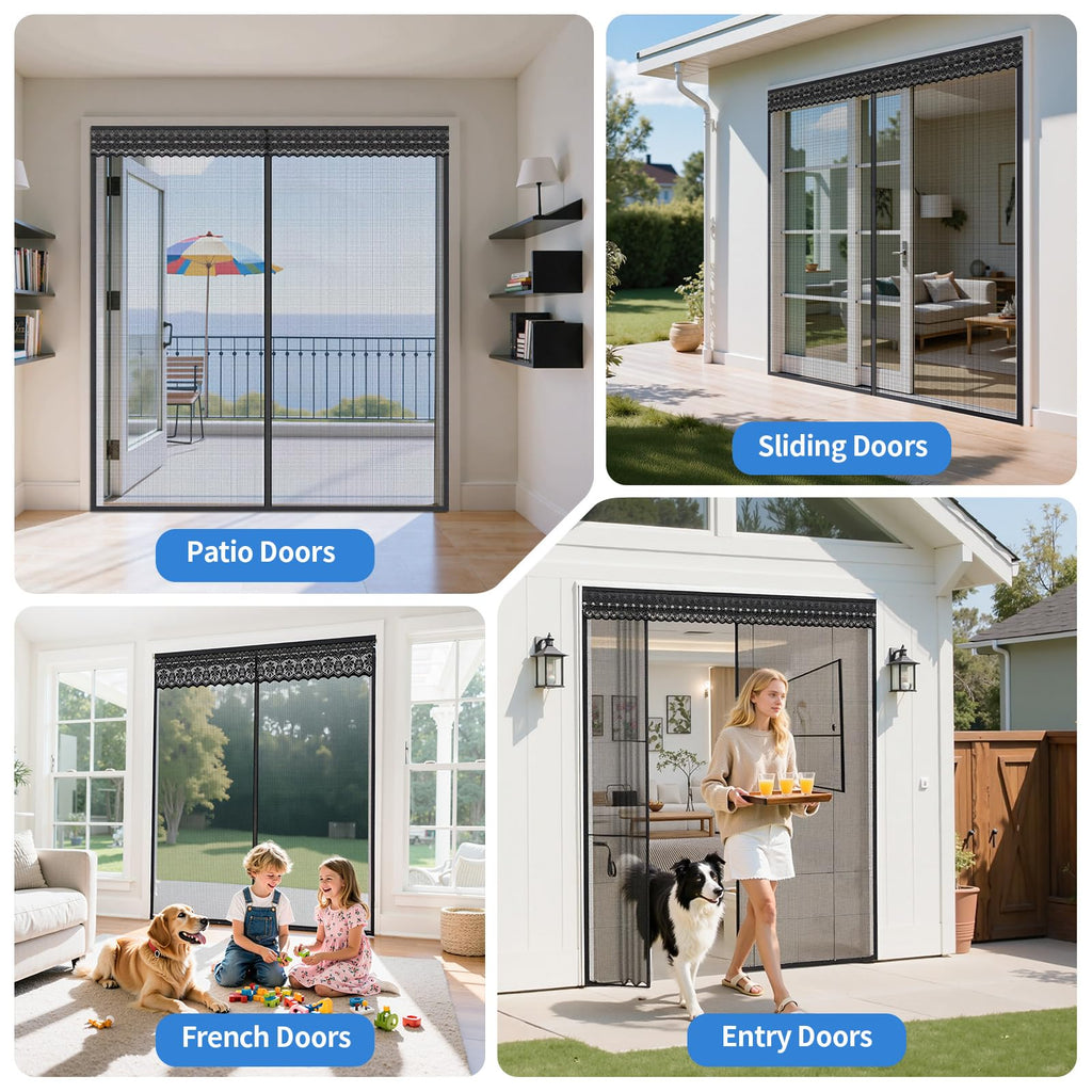 72x80 Inch Retractable Magnetic Screen Door Z1455