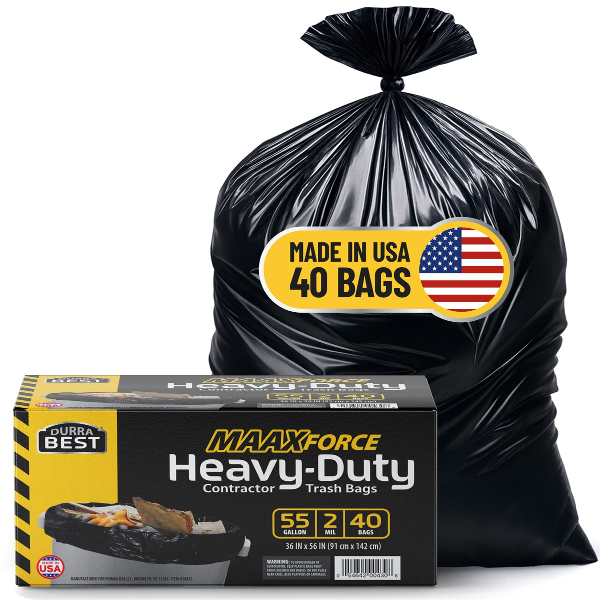 55 Gallon 2 Mil Black Heavy-Duty Trash Bags Q742137