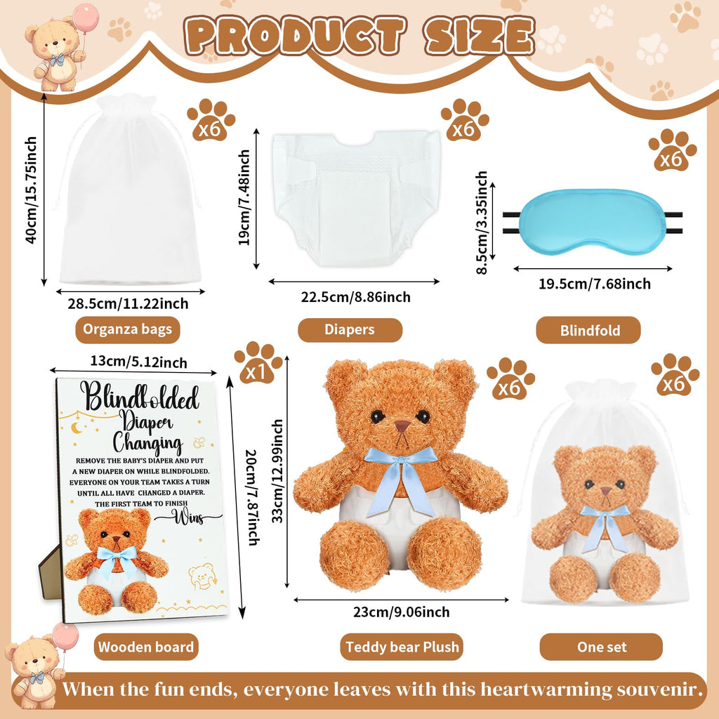 25 Pack Baby Shower Games Blindfold Diaper Changing Kit M1678