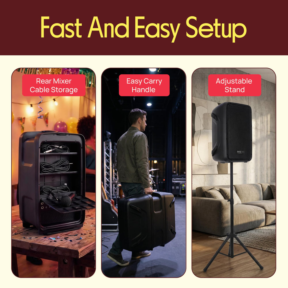 300 W Portable Wireless Bluetooth PA Speaker DJ Mixer Bundle J24945