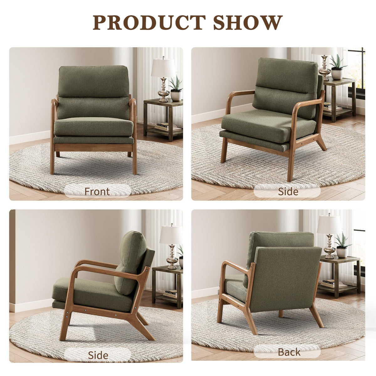 Mid Century Accent Chair Set of 2 Green C35143