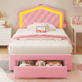 Twin Bed Frame with Adjustable Velvet Upholstered Headboard and Storage Drawers Z179