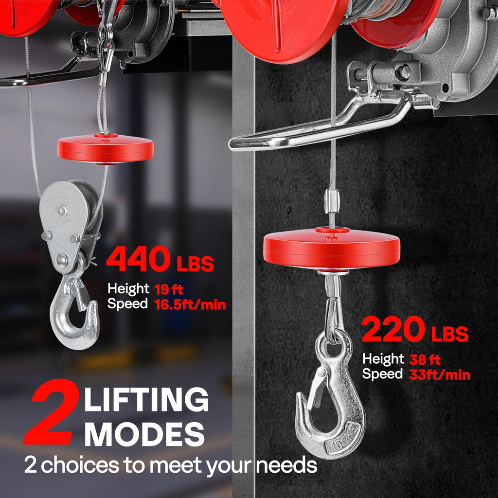 110V 440 Lbs Electric Hoist with Remote Control X123116