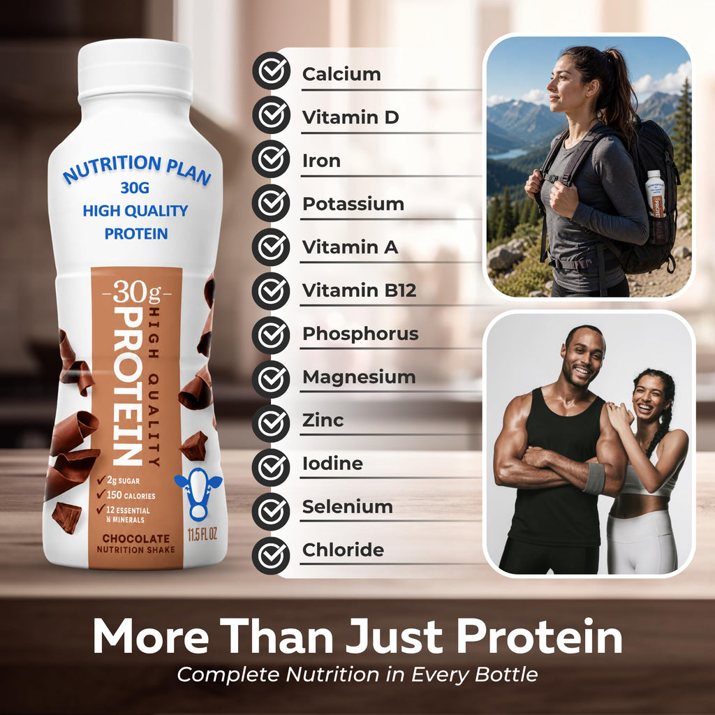 High-Protein Ready to Drink Shake – 30g Milk Protein, 150 Calories, 2g Sugar – Lactose Free, Chocolate, 11.5 fl oz (12 Pack) H516
