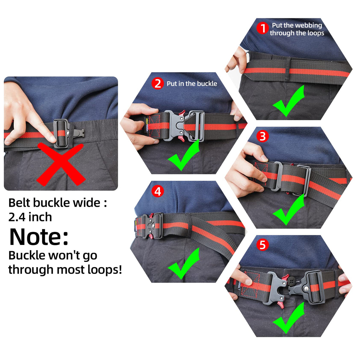 2" Nylon Web Work Tool Belt with Quick Release Metal Buckle R2544