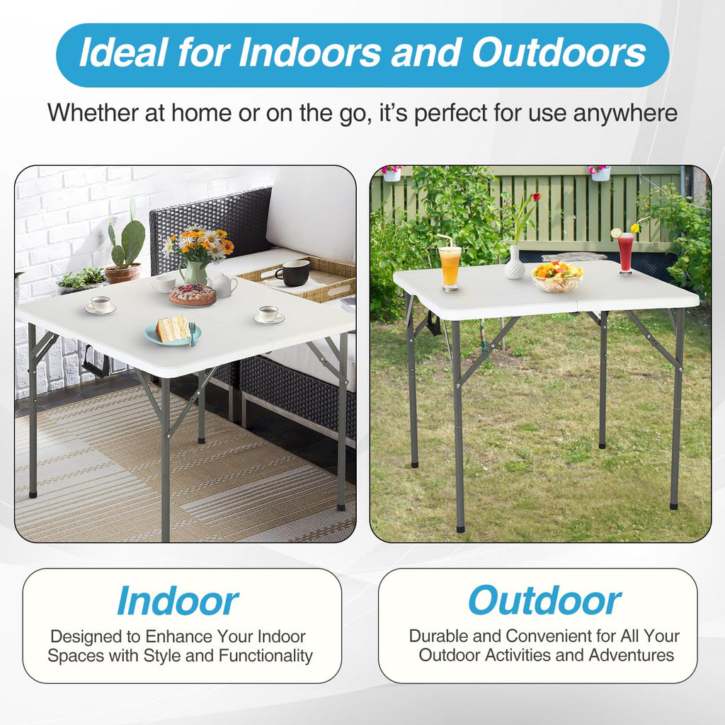 34" White Portable Plastic Folding Table W450