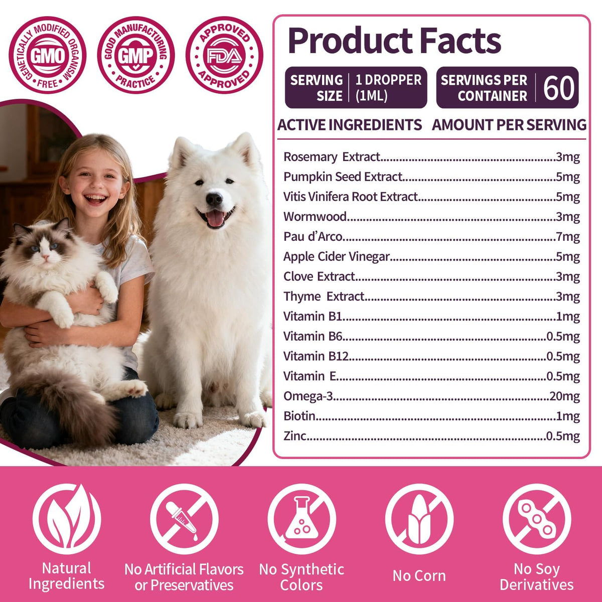 Flea and Tick Prevention for Cats & Dogs 60ml W6302