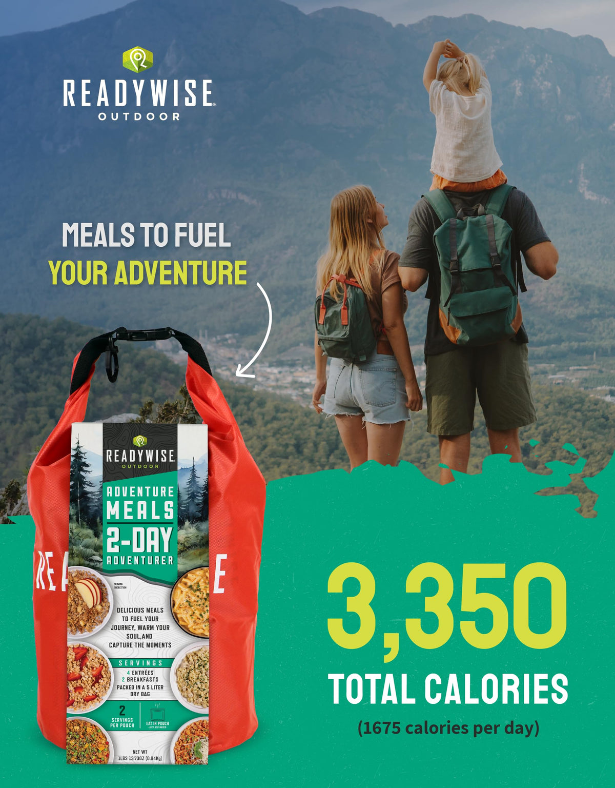 2 Day Camping Meal 12 Servings Freeze Dried Survival Food Kit W7318
