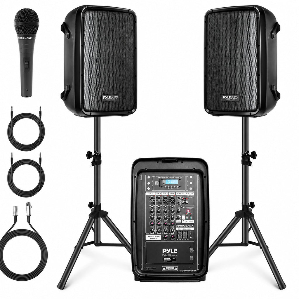 300 W Portable Wireless Bluetooth PA Speaker DJ Mixer Bundle J24945
