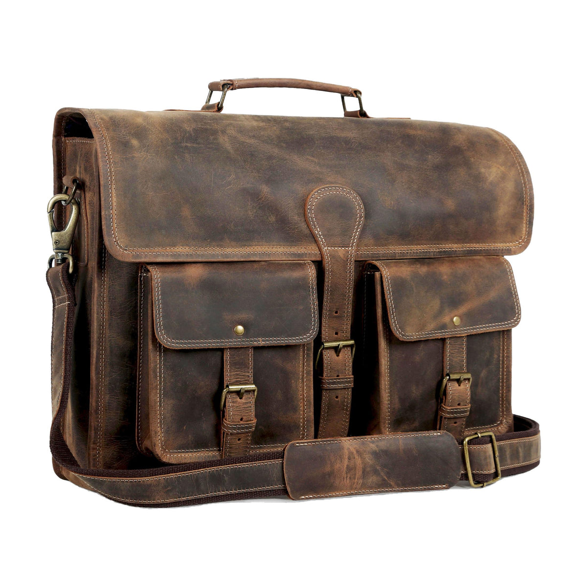18 Inch Leather Laptop Messenger Bag Q880194