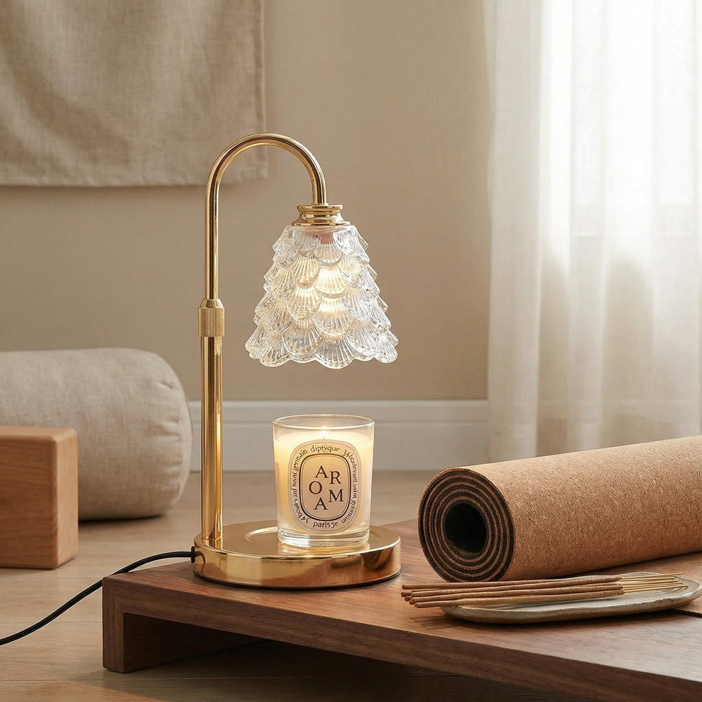 Candle Warmer Lamp with Timer & Dimmer, Adjustable Height, Gold K986007