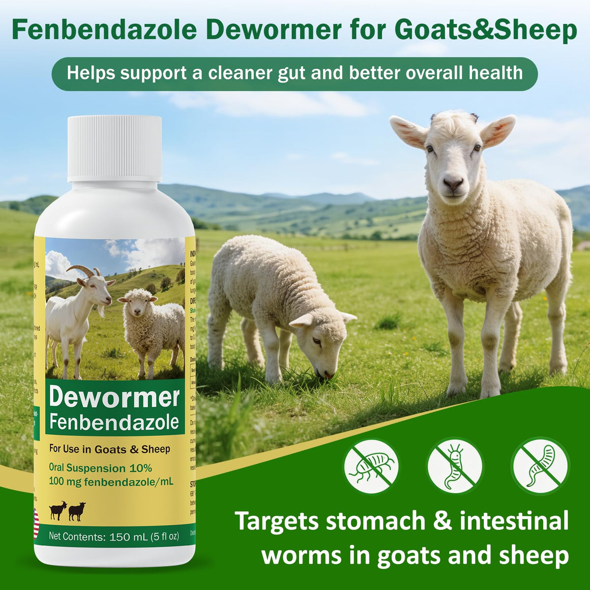 Fenbendazole Dewormer Liquid for Goat & Sheep W952