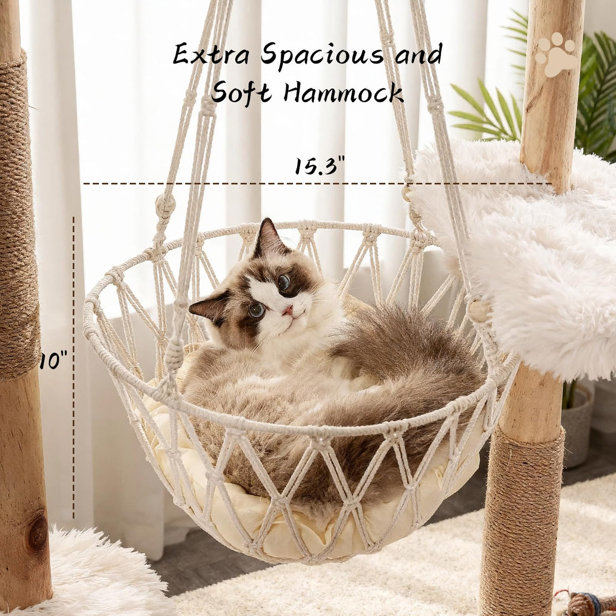 70" Tall Natural Solid Wooden Cat Tree Tower with Scratch Posts T43831