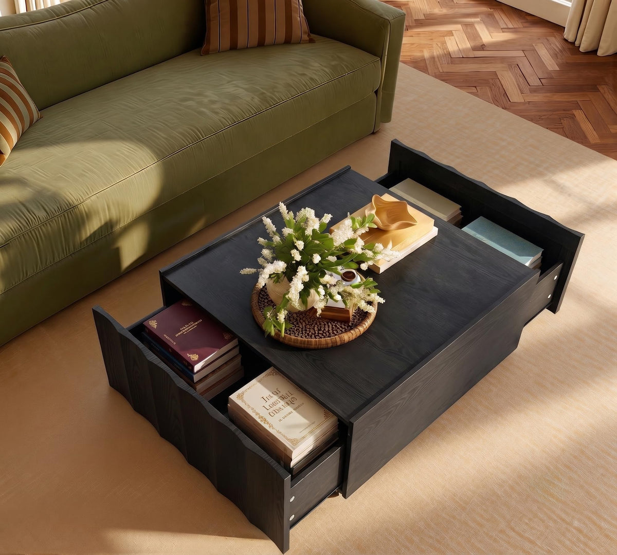 Square Coffee Table with Storage B860302