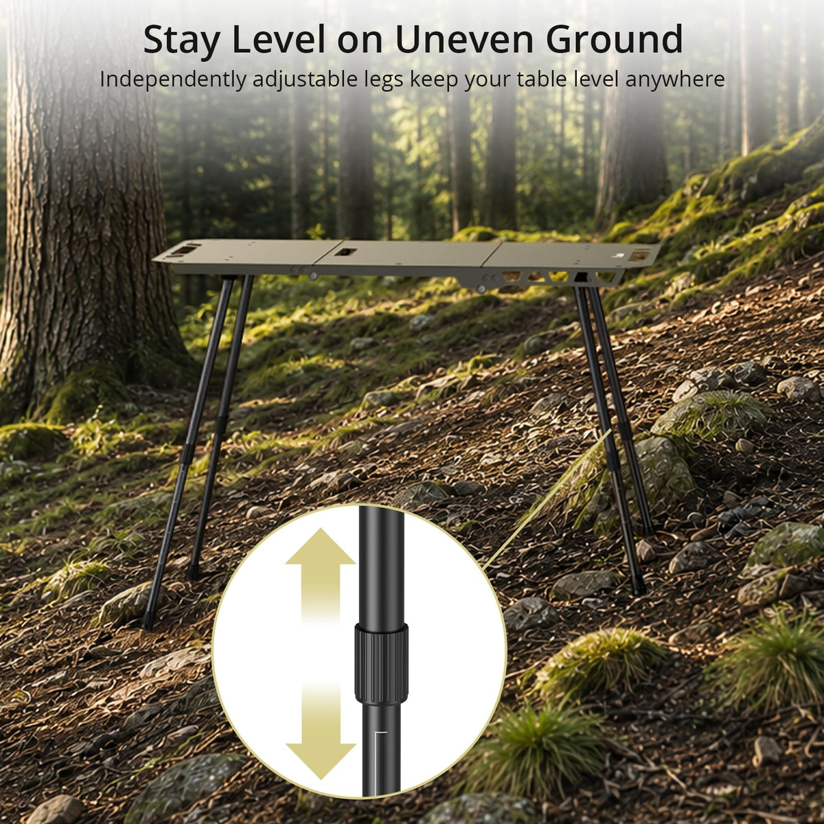 Adjustable Aluminum Folding Camping Table Y833117