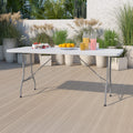 6 Pack 6-Foot Granite White Plastic Folding Table H393