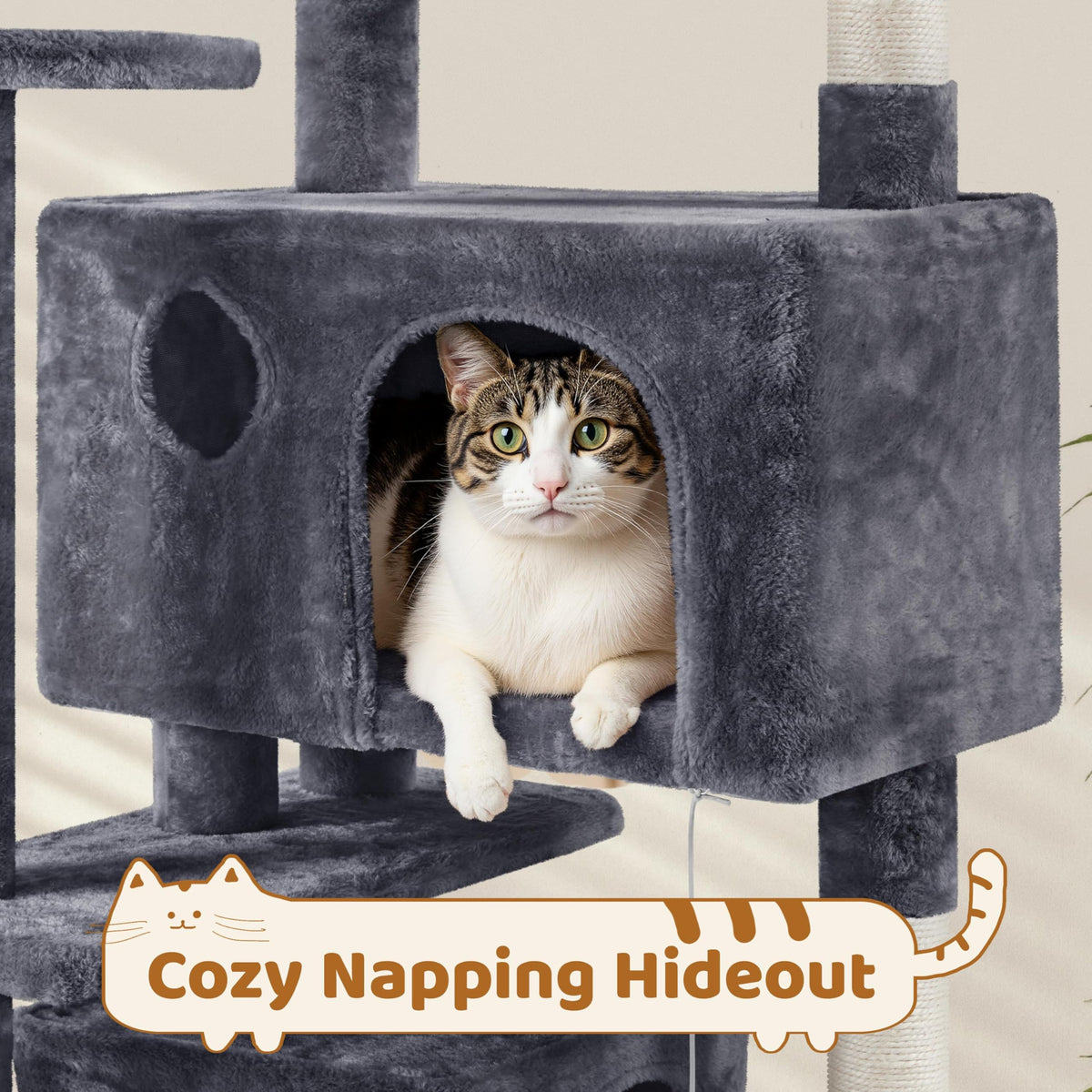 70in Multi-Level Cat Tree with Sisal Scratching Posts V6183