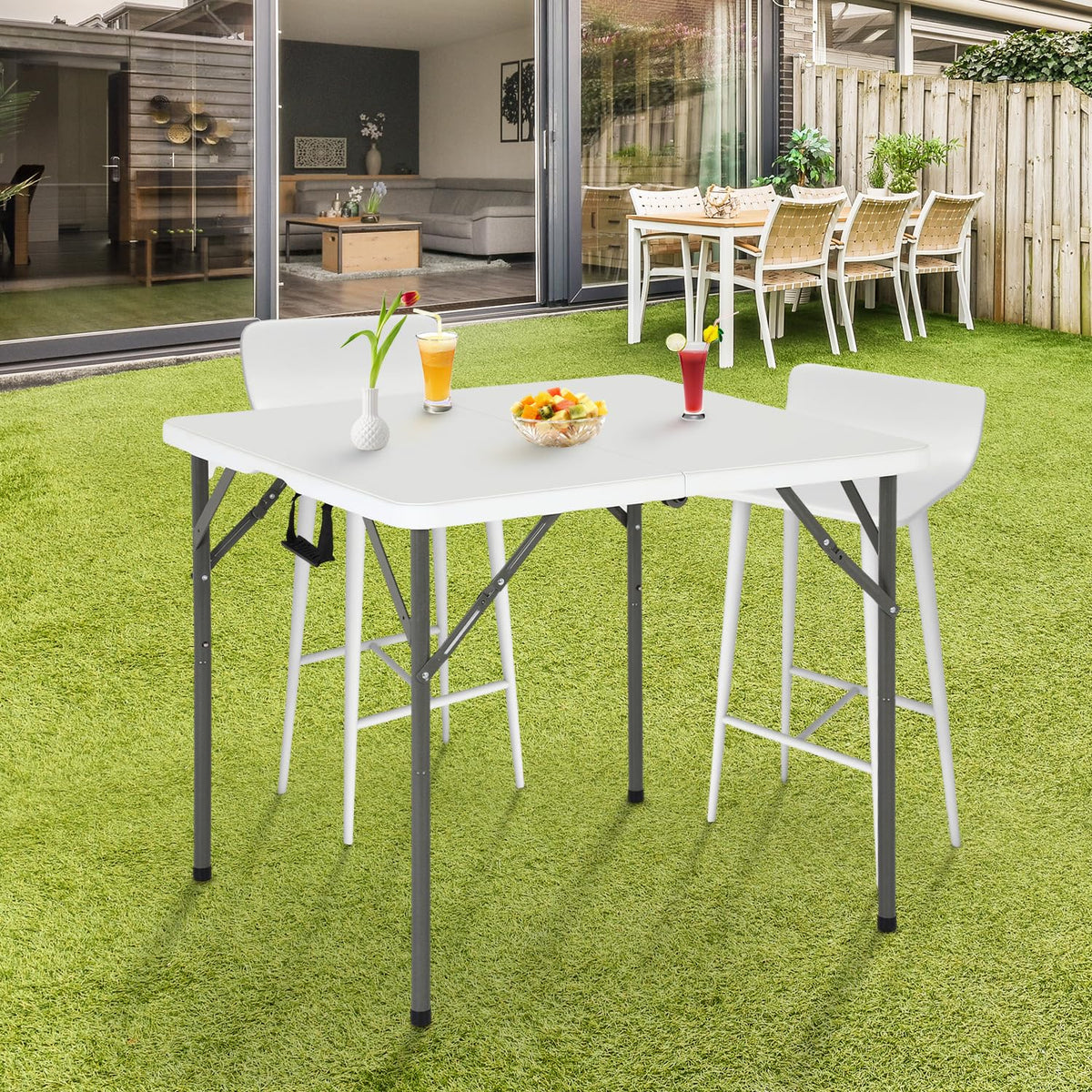 34" White Portable Plastic Folding Table W450