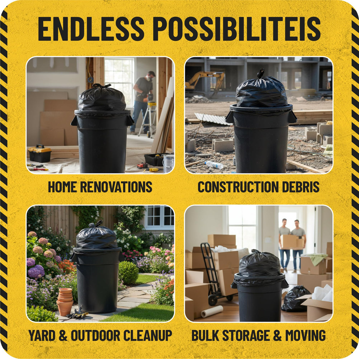 55 Gallon 2 Mil Black Heavy-Duty Trash Bags Q742137