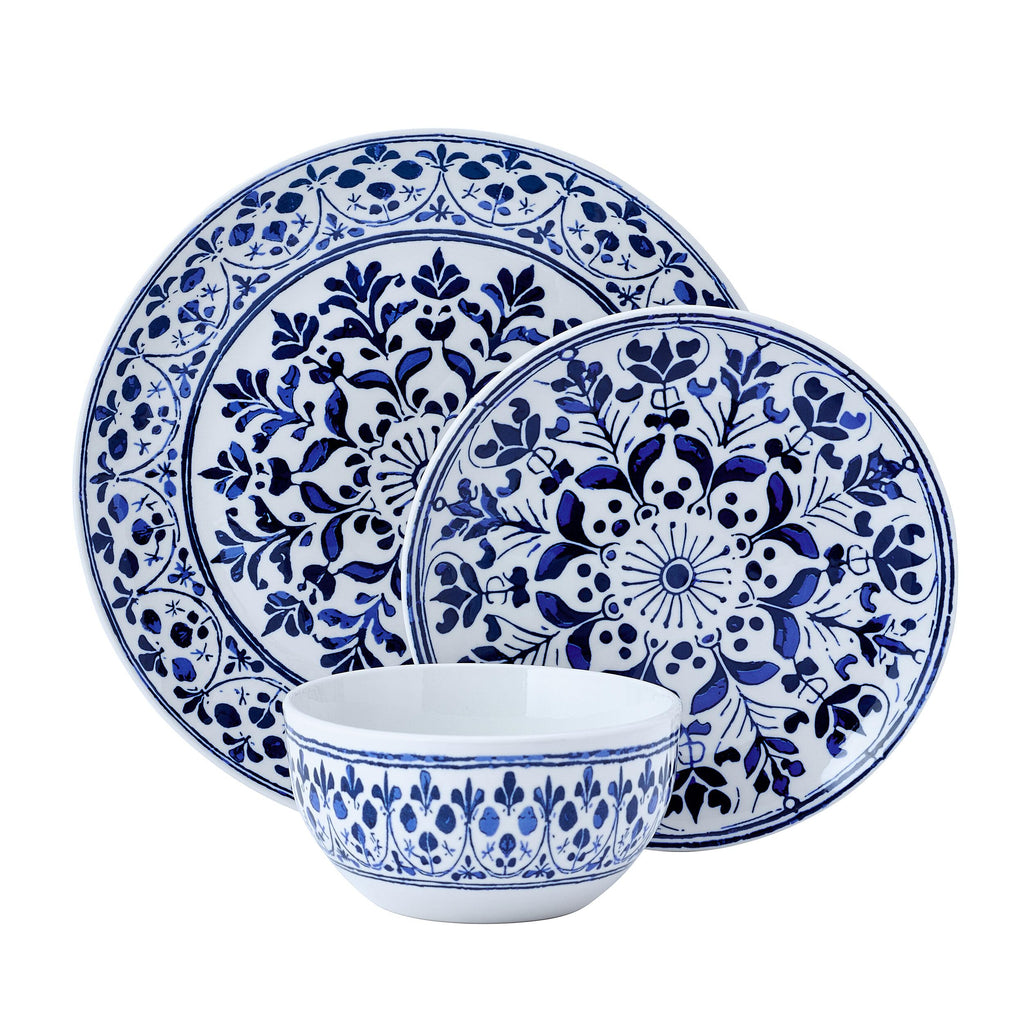 12 Piece Blue Stoneware Dinnerware Set H1007