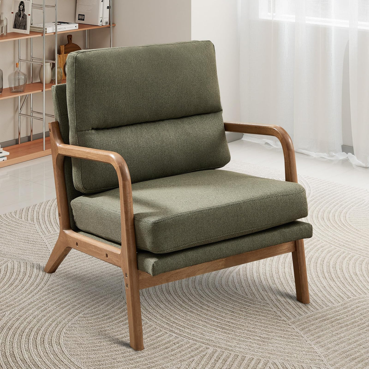 Mid Century Accent Chair Set of 2 Green C35143