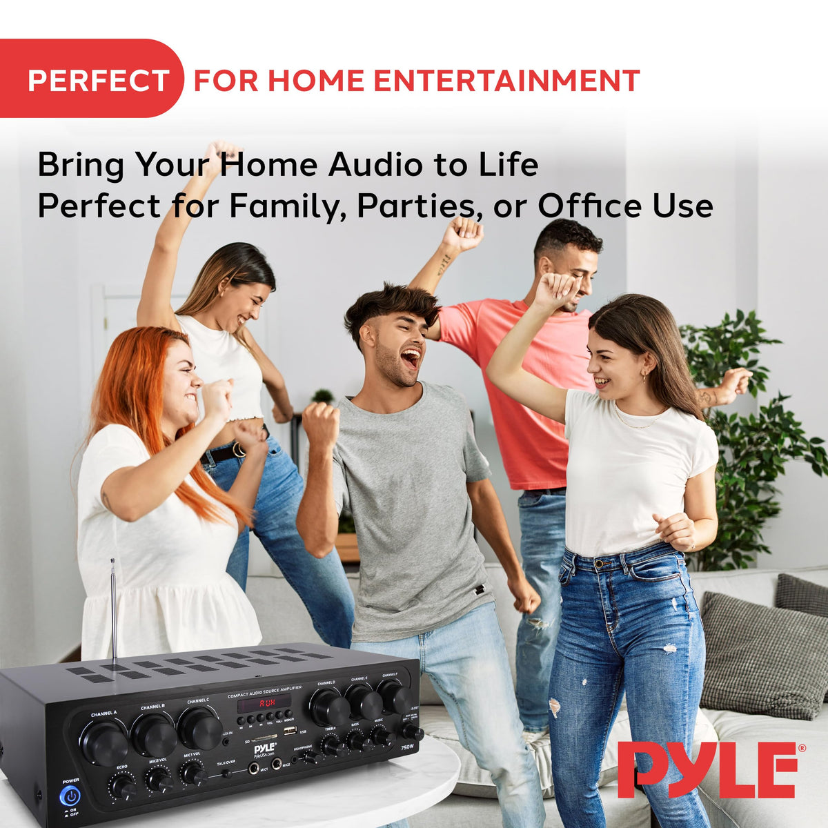 6 Channel 750 Watt Bluetooth Wireless Home Amplifier T899
