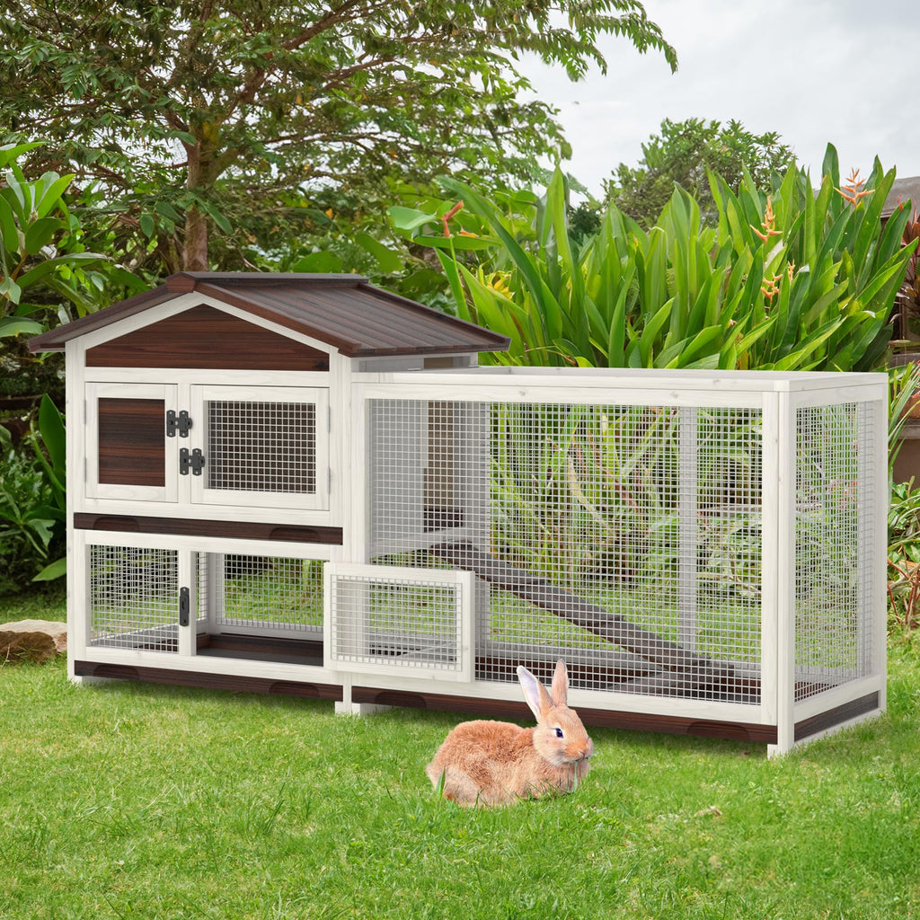 60" Wooden Rabbit Hutch L1729